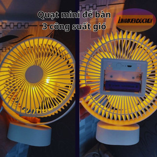 Quạt mini để bàn sạc tích điện đèn ngủ cho dân văn phòng gia dụng thông minh