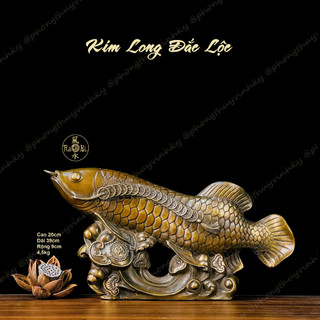 Cá Rồng ngậm tiền - Kim Long Đắc Lộc - Tượng Đồng Phong Thủy