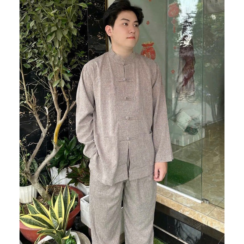 Đồ Lam Đi Chùa# Lãnh Tụ Tay Dài LiNen Cao Cấp # Quần Áo Nam