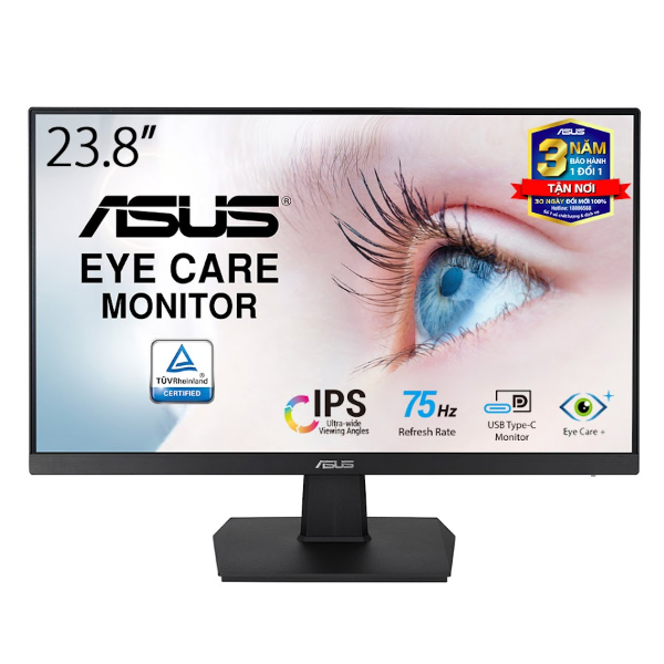 Màn hình Asus VA24ECE / 5ms/ 75HZ/ 250cd/m2/ IPS/ USB Type C)