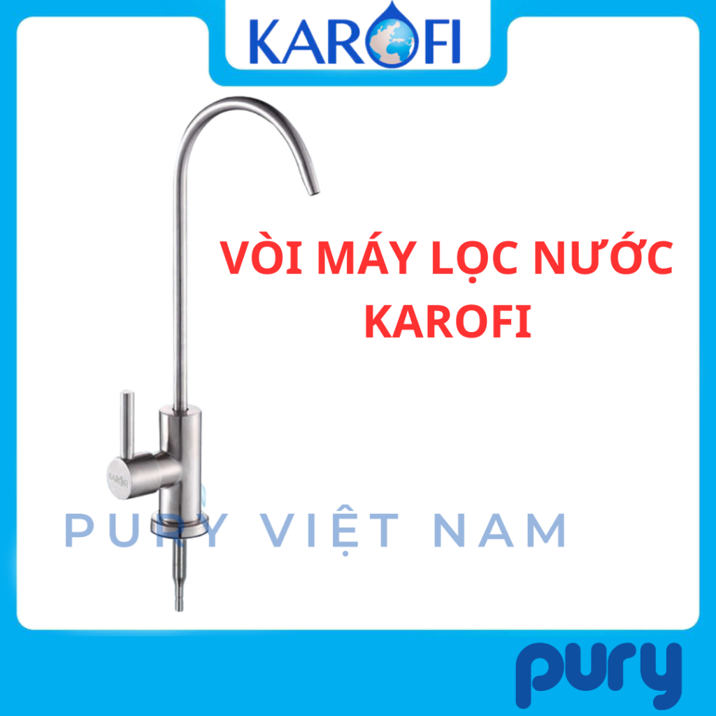 Vòi máy lọc nước RO Karofi - Hàng chính hãng - Vòi cổ ngỗng Inox không rỉ - Vòi nối nhanh