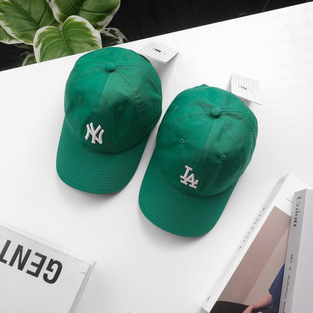 Mũ lưỡi trai nam nữ thương hiệu MLB N-Cover LA Dodgers chất liệu cotton màu xanh lá cây