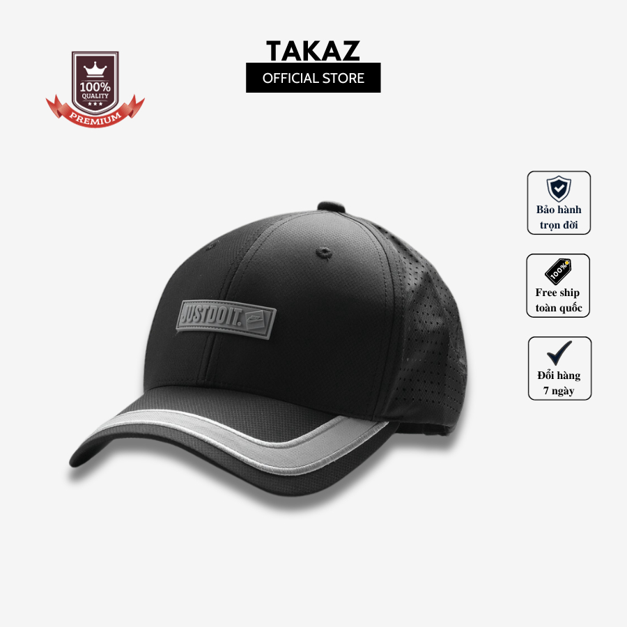 Mũ lưỡi trai nam nữ thương hiệu NIKE chất liệu dù lazer có lỗ thoáng khí thích hợp chơi thể thao chạy bộ