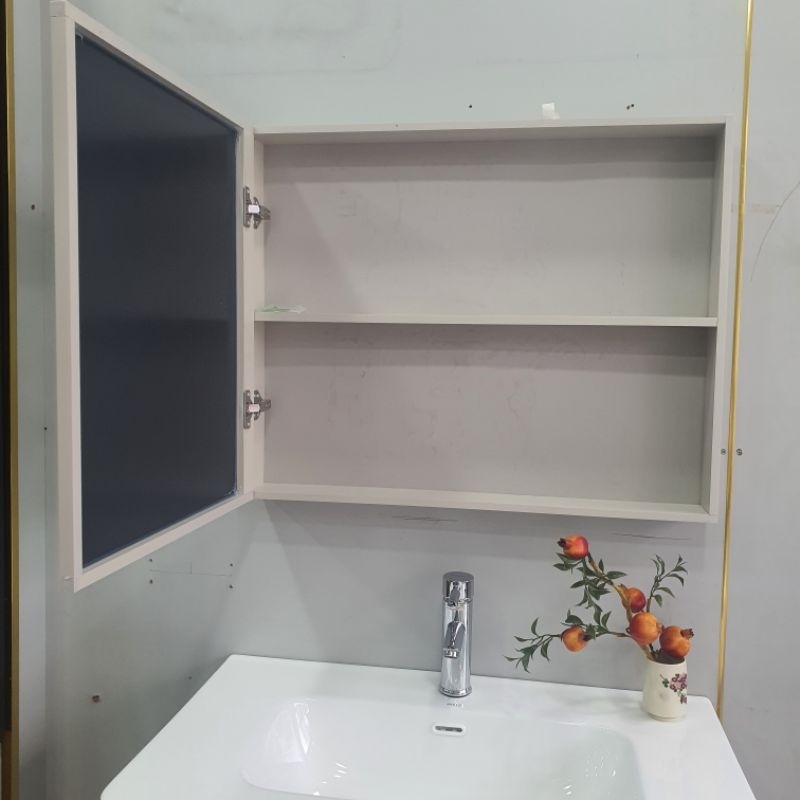 Tủ lavabo nhà tắm hợp kim nhôm -80Cm, mặt chậu tràn viền
