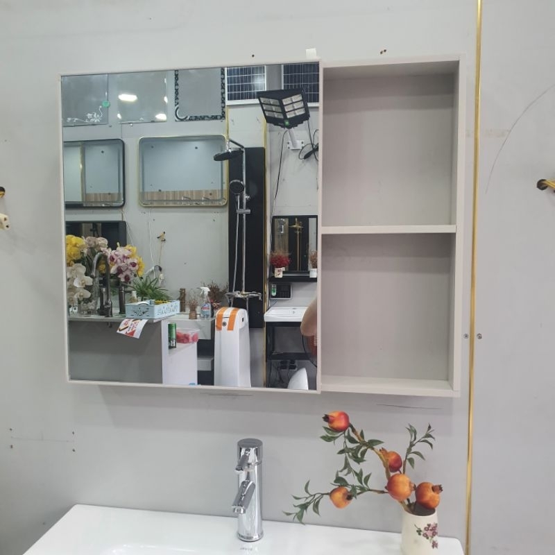 Tủ lavabo nhà tắm hợp kim nhôm -80Cm, mặt chậu tràn viền