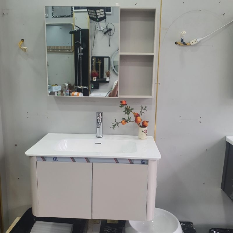 Tủ lavabo nhà tắm hợp kim nhôm -80Cm, mặt chậu tràn viền