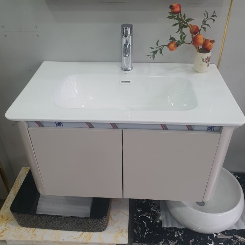 Tủ lavabo nhà tắm hợp kim nhôm -80Cm, mặt chậu tràn viền