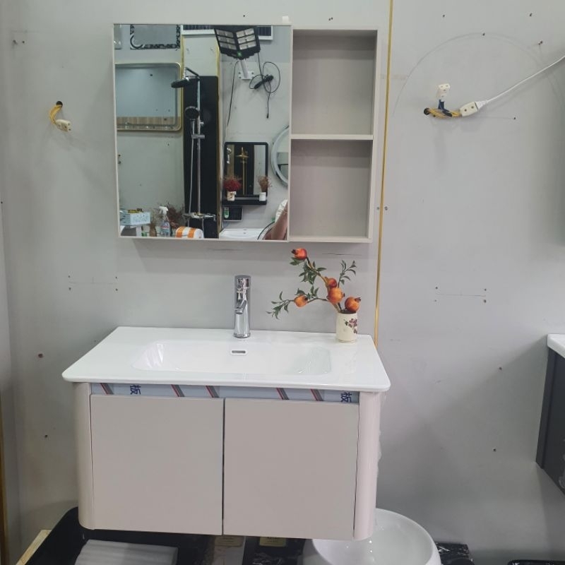 Tủ lavabo nhà tắm hợp kim nhôm -80Cm, mặt chậu tràn viền