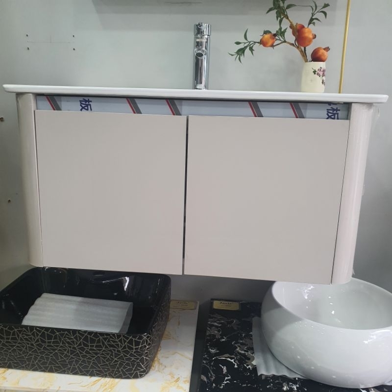 Tủ lavabo nhà tắm hợp kim nhôm -80Cm, mặt chậu tràn viền