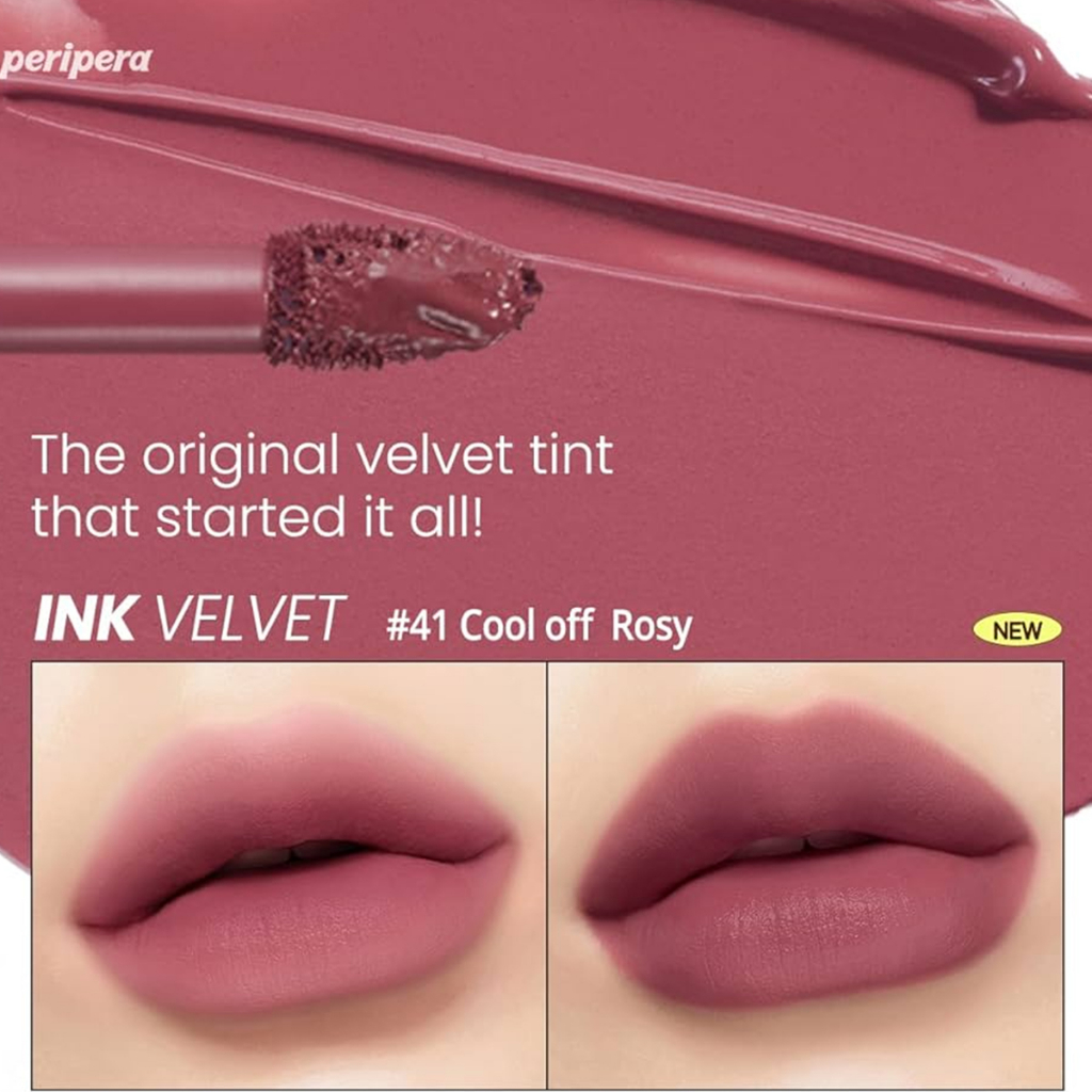 Son Ink Peripera Màu 41 Cool Off Rosy hồng đất pha chút ánh tím Velvet Lip Tint  Kem Lì