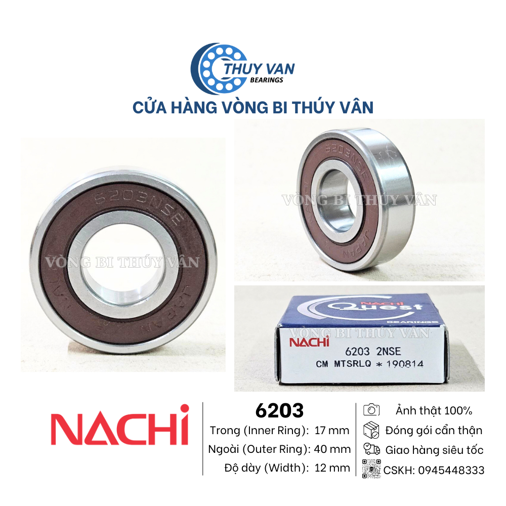 Vòng bi bạc đạn hạt tròn, cầu 6200 6201 6202 6203 6204 6205 6206 6207 6208 6209 hãng NACHI Nhật