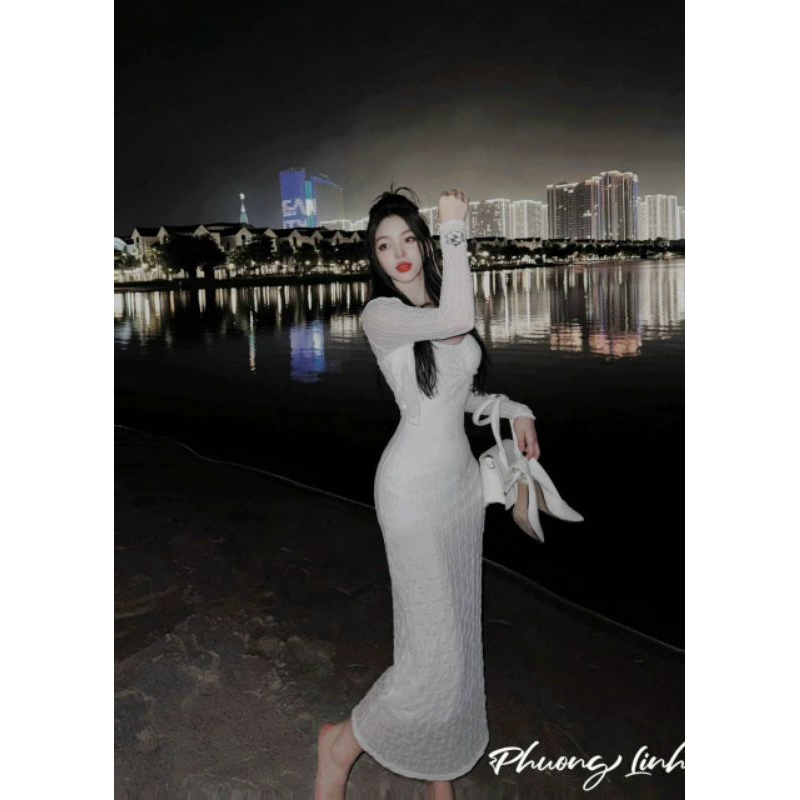 Set body ren 2 dây + áo tay dài sang chảnh