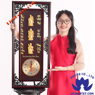 ĐỒNG HỒ GỖ TREO TƯỜNG PHÚC LỘC TƯỢNG ĐẸP