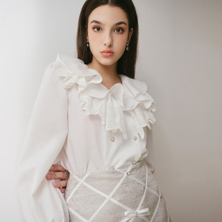 DARLING.ISM - Áo kiểu nữ tay dài cổ phối ren Evie Shirt vải cotton
