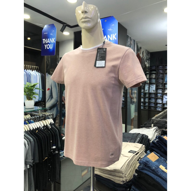 Áo T-shirt owen màu nâu body fit vải cotton TSN231452