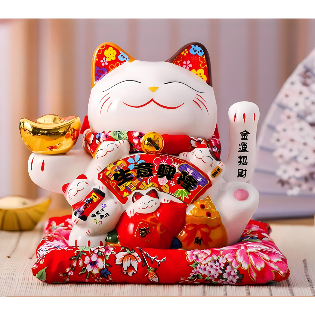 Mèo Thần Tài Vẫy Tay May Mắn - Mèo Thần Tài Cute Cao 18cm