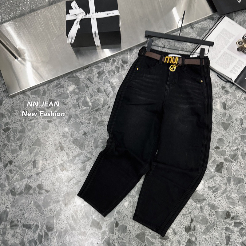 Quần jeans bò baggy Miumiu đen hàng QCL1