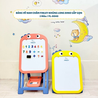 Bảng vẽ cho bé nam châm CAYABE khủng long nâng hạ độ cao, gấp gọn được màu cam - vàng, bảng vẽ nam châm học sinh từ tính
