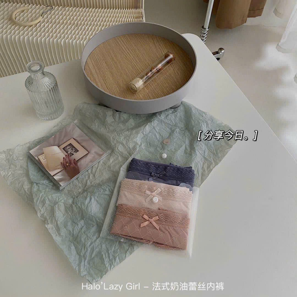 Combo 3 quần ví màu pastel mềm mịn mát đính nơ viền ren