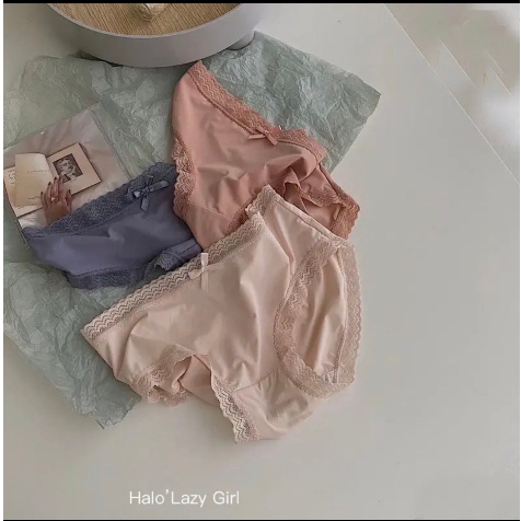 Combo 3 quần ví màu pastel mềm mịn mát đính nơ viền ren