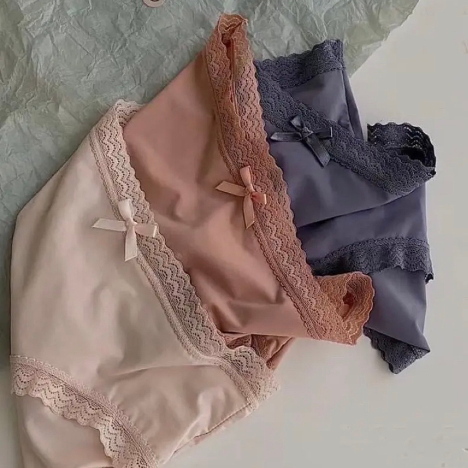 Combo 3 quần ví màu pastel mềm mịn mát đính nơ viền ren