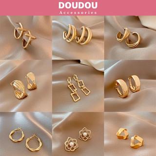 Bông tai nữ Doudou Khuyên hoa tai tròn kim loại cá tính phong cách Âu Mỹ sang chảnh thời trang EH004