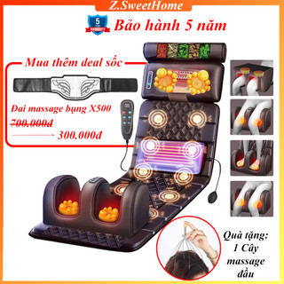 Đệm Massage Toàn Thân Cao Cấp Tích Hợp Gối Thảo Mộc Và Mát Xa Chân, Máy Massage Tại Nhà Hỗ Trợ Giảm Đau Nhức