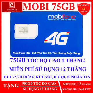 Sim 4G Mobifone 75GB, 100GB, 500GB, 12MDT50 12MDT150 21G12 12MAX90 12FD50  MDT250A (có E SIM) SIM TOUR CHÍNH HÃNG