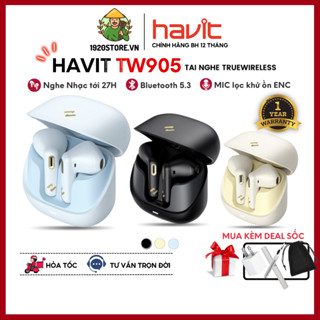【Hỏa Tốc HCM Tai Nghe TWS HAVIT TW905, BT 5.3, Mic Lọc Khử Ồn ENC, Độ Trễ Thấp 60ms, Nghe Nhạc Đến 27H