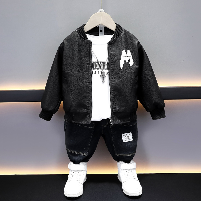 Áo khoác da mềm thêu 2 lớp cho bé