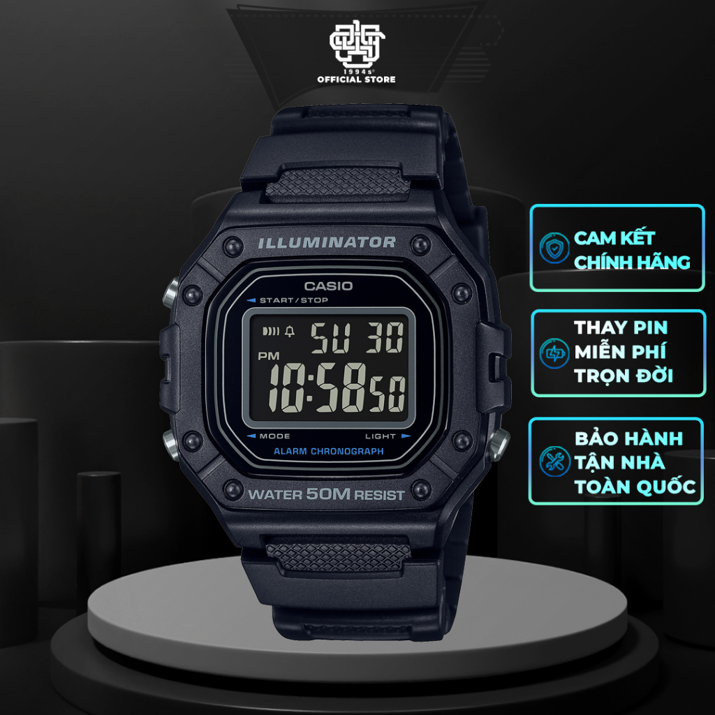 Đồng hồ Unisex CASIO W-218H-1B Hàng chính hãng