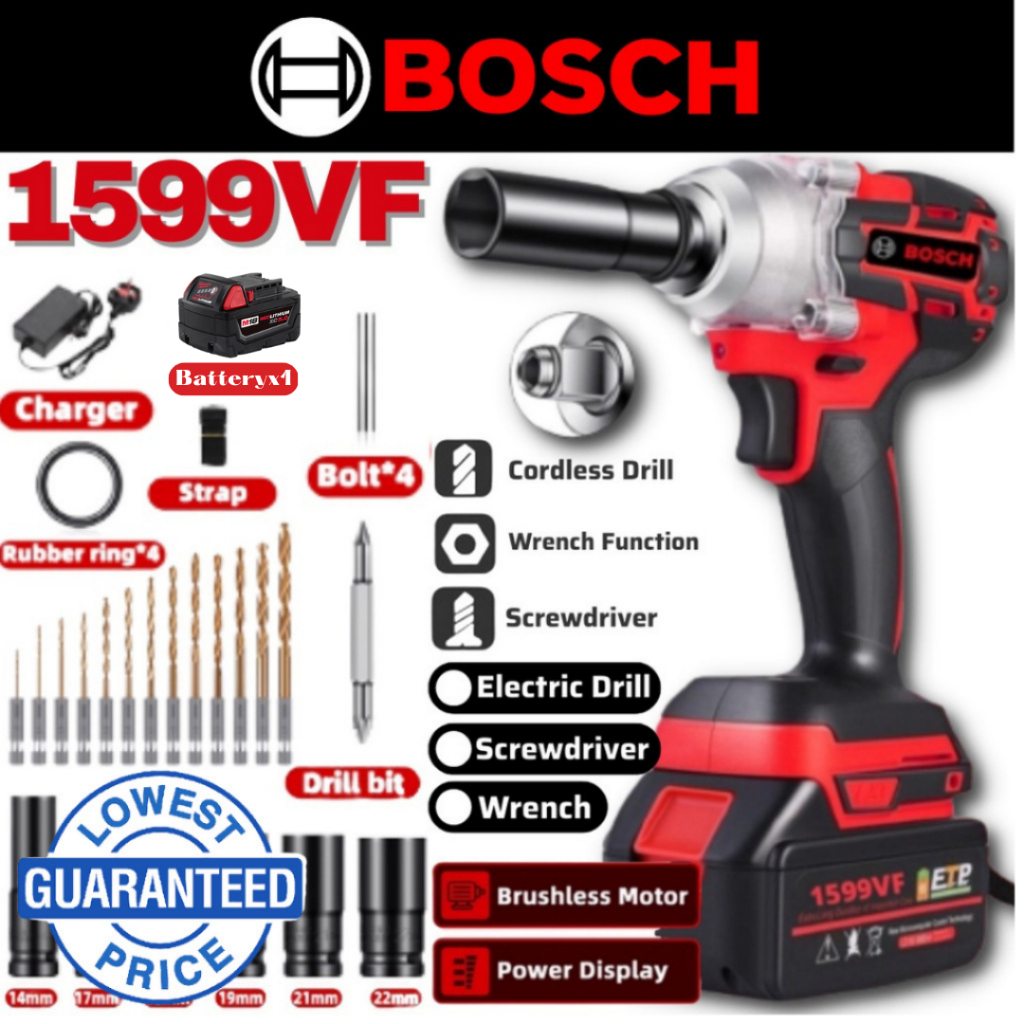 [ 12.12 ] BOSCH 1599VF 3in1 Impact Wrench Cờ lê tác động 880N.m 6 Kích thước Máy khoan vặn vít tác động điện không dây