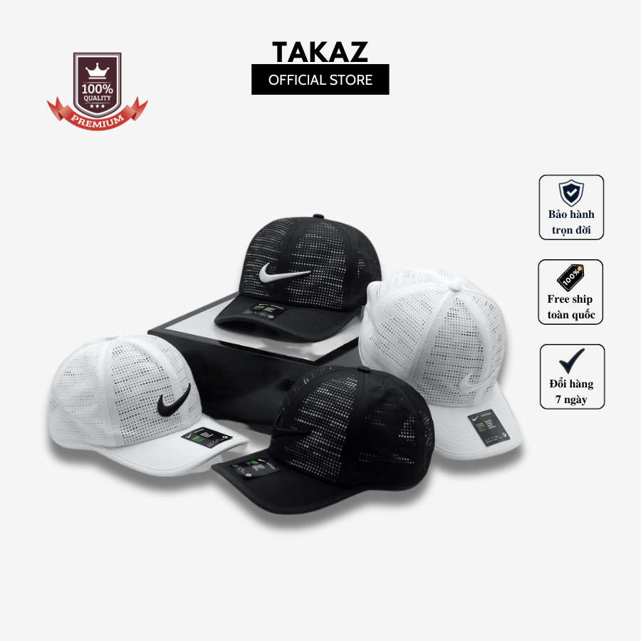 Mũ lưỡi trai nam nữ thương hiệu NIKE chất liệu dù lazer có lỗ thoáng khí size nhỏ