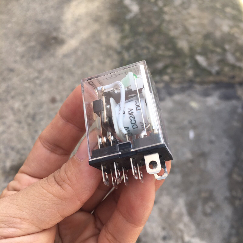 Rơ le kính LY2N-J, relay trung gian 8 chân dẹp lớn có đèn giá rẻ điện áp 12VDC, 24VDC, 220VAC dùng c