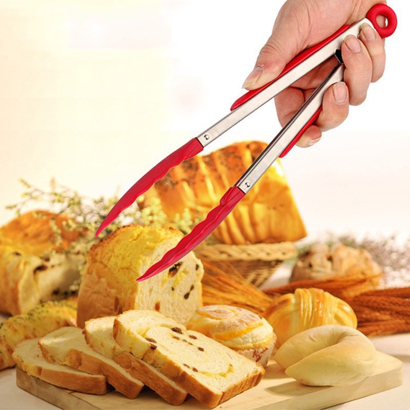 Kẹp gắp đá, thức ăn, gắp bánh, salad trộn đa năng tiện lợi đầu  nhựa cứng chống dính, tay cầm chống trượt