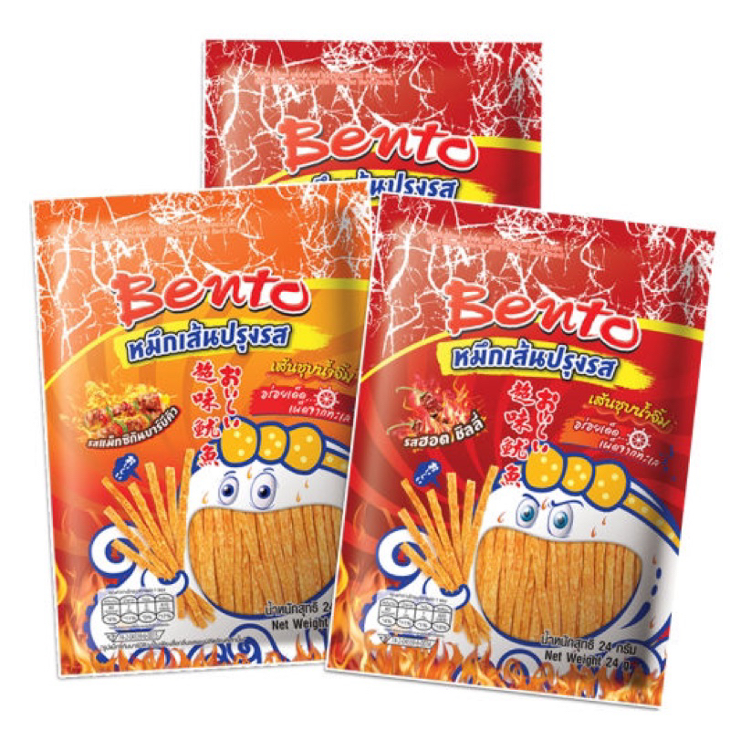 Mực Bento Sợi 2 Vị Đỏ Cay - Cam BBQ Gói 20G, Mực Bento Thái Lan Phiên Bản Mới