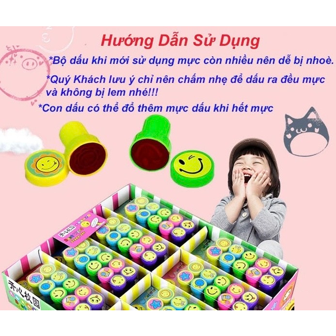 1 con dấu đã có sẵn mực hình mặt cười cho cô giáo chấm điểm và quà tặng cho bé