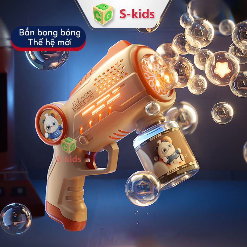 Súng bắn bong bóng xà phòng thiết kế mới không bị rò rỉ nước, đồ chơi cho bé S-kids