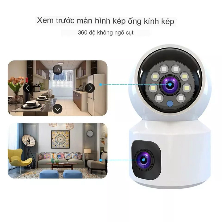 Camera 2 mắt yoosee trong nhà 4k 5.0mpx siêu nét, góc rộng, đàm thoại 2 chiều, có màu ban đêm