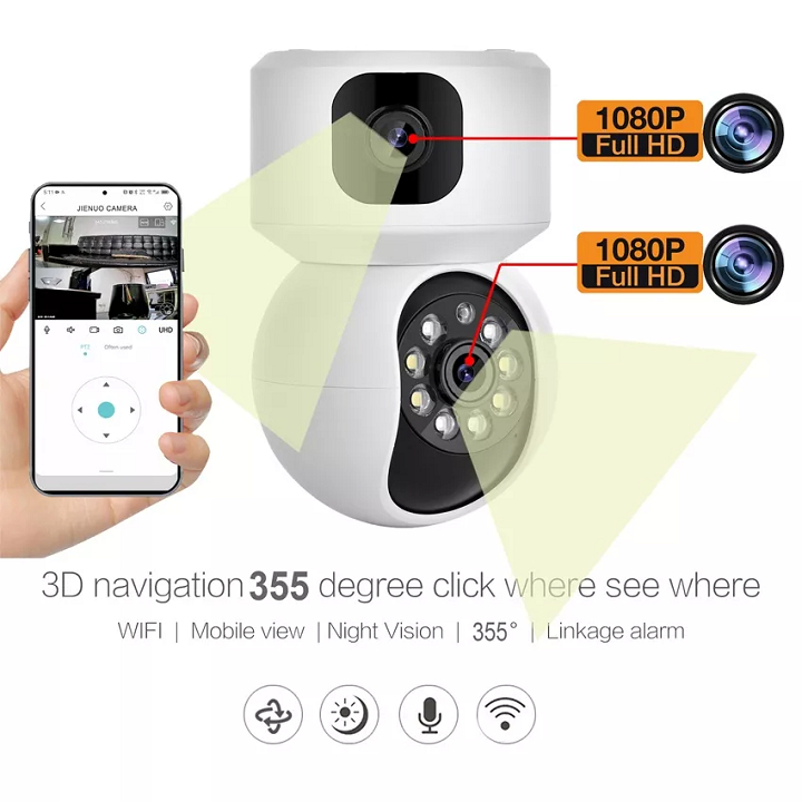 Camera 2 mắt yoosee trong nhà 4k 5.0mpx siêu nét, góc rộng, đàm thoại 2 chiều, có màu ban đêm
