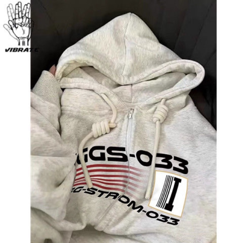 Áo Hoodie Zip Chữ Màu Đen-Xám