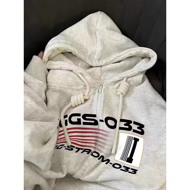 Áo Hoodie Zip Chữ Màu Đen-Xám