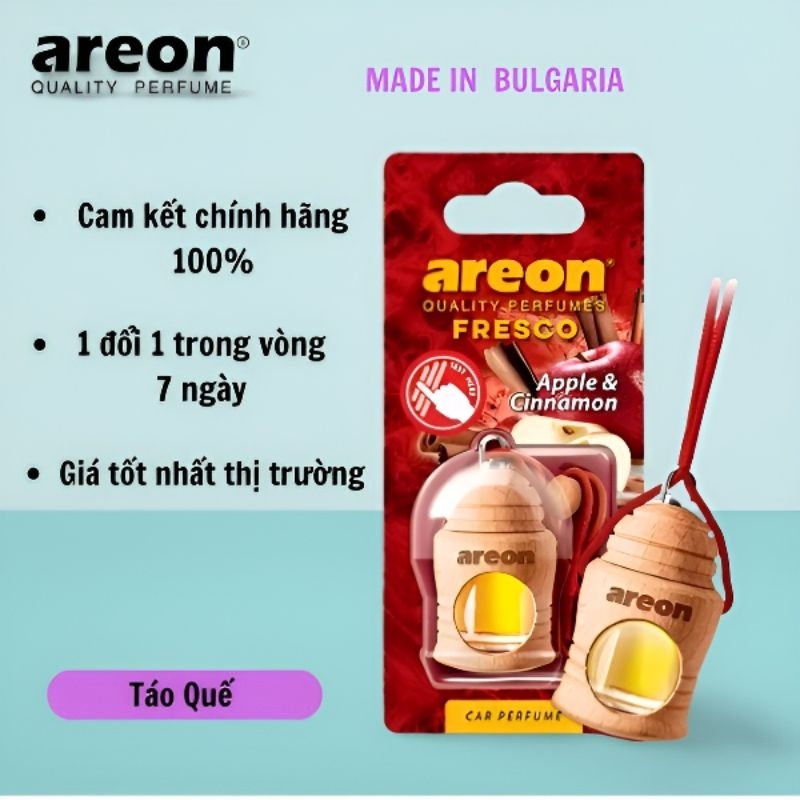 Tinh dầu treo xe ô tô hương táo & quế – Areon Fresco Apple & Cinnamon