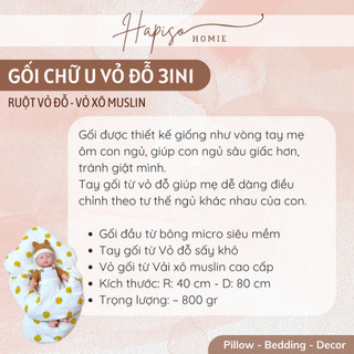 Gối Chữ U Vỏ Đỗ 3in1 (Vỏ Xô Muslin)