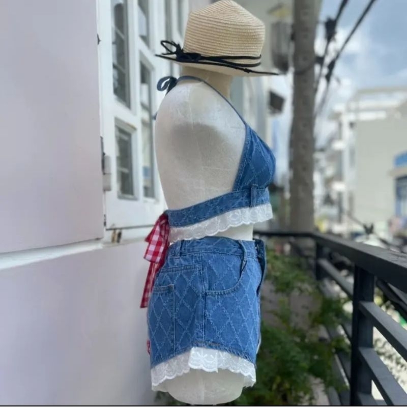 SET BIKINI 2 MÓN JEAN PHỐI REN NEW