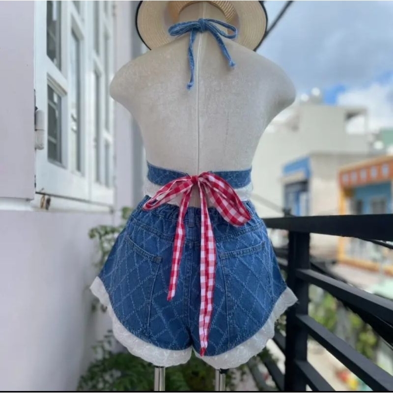 SET BIKINI 2 MÓN JEAN PHỐI REN NEW
