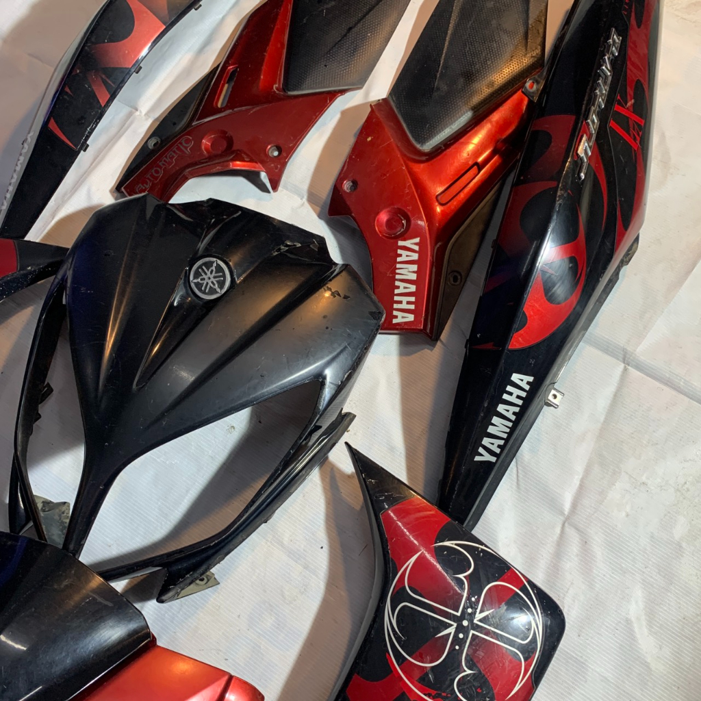 Combo Full Dàn áo,Vỏ nhựa xe Nouvo 4 ( Nouvo LX) full dàn áo nhựa màu đỏ đen, tem zin - Yamaha (hàng