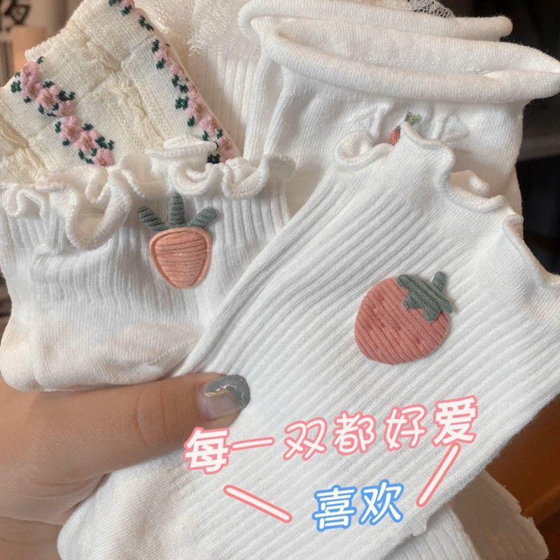 Tất vớ nữ cổ cao đáng yêu phong cách lolita, tất nữ cổ nhún điệu đà vải cotton thoáng khí