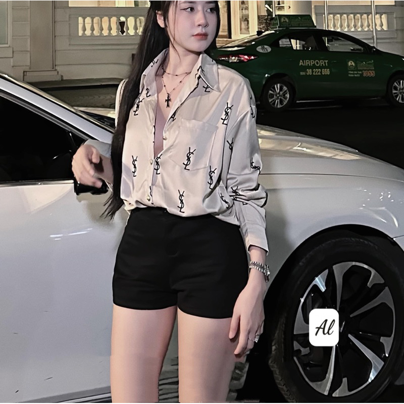 Áo Sơ Mi Lụa Phom Rộng phối Chữ