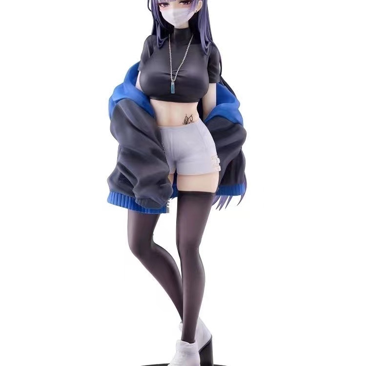 ☊♂∏Yuna Mặt nạ Hình Cô gái Lụa đen Tóc dài Anime Hai chiều Mô hình búp bê Máy tính để bàn Ốp lưng Vật trang trí Quà tặng